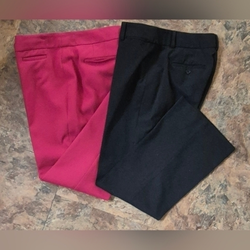 Preowned Loft Red And Black Dress Pants Lot Sz 8P